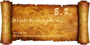 Bloch Krisztián névjegykártya